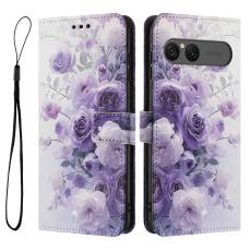 Sony Xperia 10 VII Fodral Med Tryck Lila Rosor