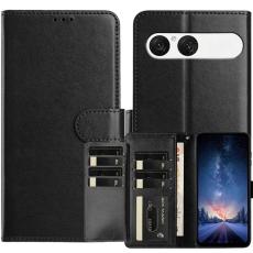 Sony Xperia 10 VII Fodral Multifunktionellt L&auml;der Svart