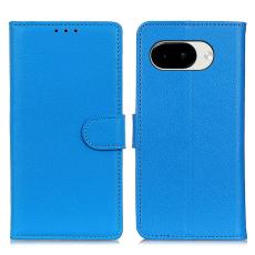 Google Pixel 10a Fodral Litchi L&auml;der Bl&aring;