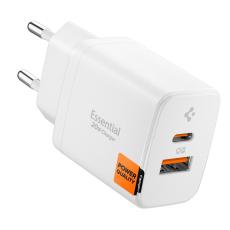 Spigen 20W V&auml;ggladdare USB-C / USB-A Essential Vit