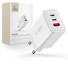Tech-Protect 65W V&auml;ggladdare PD QC3.0 USB-C / USB-A Vit