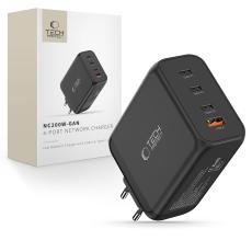 Tech-Protect 200W V&auml;ggladdare PD QC3.0 USB-C / USB-A Svart