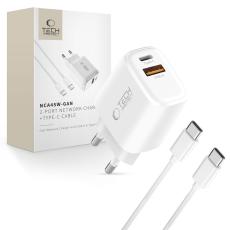 Tech-Protecht 45W V&auml;ggladdare PD QC3.0 Inkl USB-C Kabel Vit