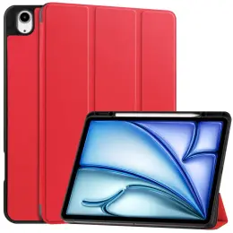 iPad Air 13 2025/2024 Fodral Tri-Fold Pennhållare Röd