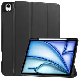 iPad Air 13 2025/2024 Fodral Tri-Fold Pennhållare Svart
