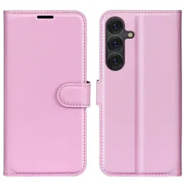 Samsung Galaxy S25 Fodral Litchi Läder Ljus Rosa