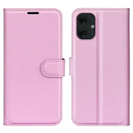 Motorola Moto G55 5G Fodral Litchi Läder Ljus Rosa