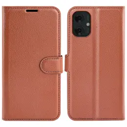 Motorola Moto G55 5G Fodral Litchi Läder Brun
