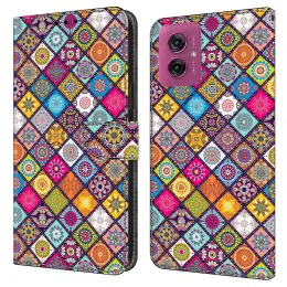 Motorola Moto G55 5G Fodral Läder Mandala Blommor