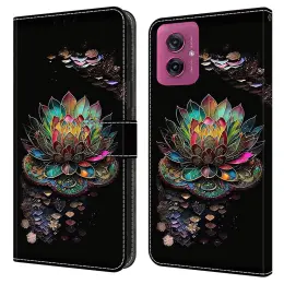 Motorola Moto G55 5G Fodral Läder Lotus Blomma