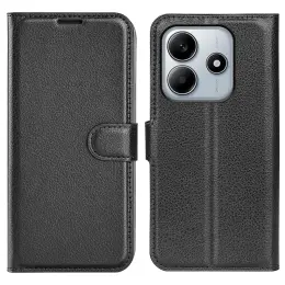 Xiaomi Redmi Note 14 5G Fodral Litchi Läder Svart