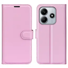 Xiaomi Redmi Note 14 5G Fodral Litchi Läder Ljus Rosa