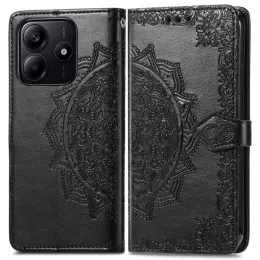Xiaomi Redmi Note 14 5G Fodral Läder Mandala Tryck Svart