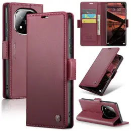 CASEME Redmi Note 14 Pro/Pro Plus 5G Fodral RFID Läder Röd