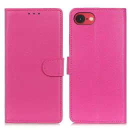iPhone 16e Fodral Litchi Läder Rosa
