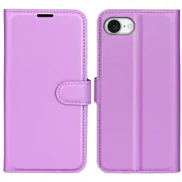 iPhone 16e Fodral Litchi Läder Lila