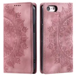 iPhone 16e Fodral Flip Mandala Läder Roséguld