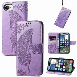 iPhone 16e Fodral Med Fjäril Tryck Lila