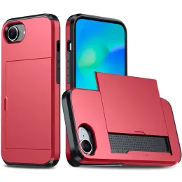 iPhone 16e Skal Hybrid Med Kortfack Röd