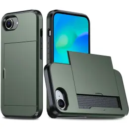 iPhone 16e Skal Hybrid Med Kortfack Mörk Grön