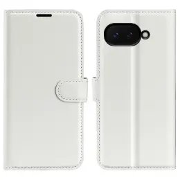 Google Pixel 9a Fodral Litchi Läder Vit