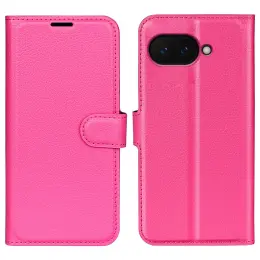 Google Pixel 9a Fodral Litchi Läder Rosa