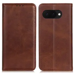 Google Pixel 9a Fodral Flip Split Läder Brun