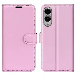 Samsung Galaxy S25 Edge Fodral Litchi Läder Ljus Rosa