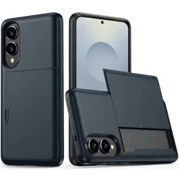 Samsung Galaxy S25 Edge Skal Hybrid Med Kortfack Mörk Blå