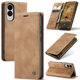 CASEME Samsung Galaxy S25 Edge Fodral Flip Läder Brun