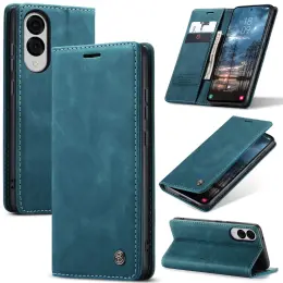 CASEME Samsung Galaxy S25 Edge Fodral Flip Läder Blå