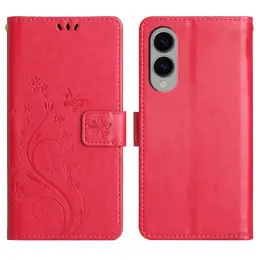 Samsung Galaxy S25 Edge Fodral Med Blommigt Tryck Röd