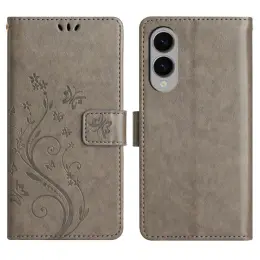Samsung Galaxy S25 Edge Fodral Med Blommigt Tryck Grå