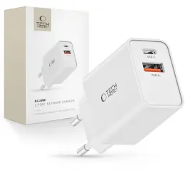Tech-Protect 30W PD QC 2x USB-C/USB-A Väggladdare Vit