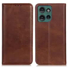 Motorola Edge 50 Fodral Flip Split Läder Brun