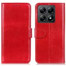 Xiaomi 14T Fodral Crazy Horse Läder Röd