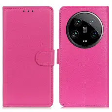 Xiaomi 14 Ultra Fodral Litchi L&auml;der Rosa