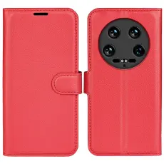 Xiaomi 14 Ultra Fodral Litchi L&auml;der R&ouml;d