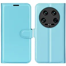 Xiaomi 14 Ultra Fodral Litchi L&auml;der Bl&aring;