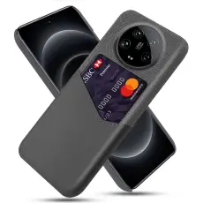 Xiaomi 14 Ultra Skal Med Kortfack L&auml;der Gr&aring;