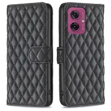 Motorola Moto G55 5G Fodral Diamond L&auml;der Svart