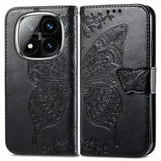 Xiaomi Redmi Note 14 Pro 5G Fodral Läder Fjäril Tryck Svart