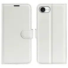 iPhone 16e Fodral Litchi Läder Vit