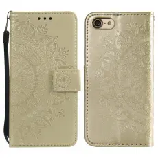 iPhone 16e Fodral Mandala Läder Guld