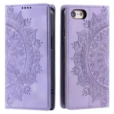 iPhone 16e Fodral Flip Mandala Läder Lila
