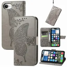 iPhone 16e Fodral Med Fjäril Tryck Grå