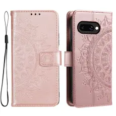 Google Pixel 9a Fodral Mandala Läder Roséguld
