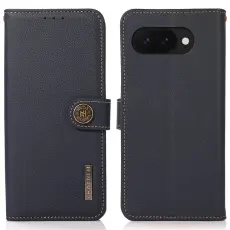 KHAZNEH Google Pixel 9a Fodral Äkta Läder Blå