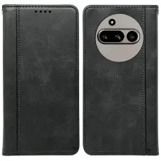 Nothing Phone 3a Fodral Flip Läder Svart