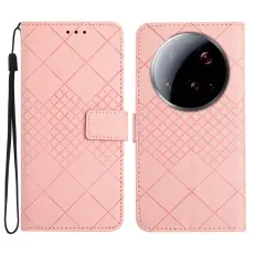 Xiaomi 15 Ultra Fodral L&auml;der Rhombus Rosa